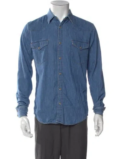 Pre-owned Celine Long Sleeve Denim Shirt In Blue