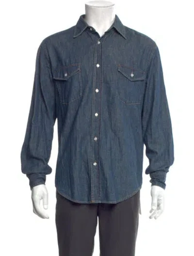 Pre-owned Celine Long Sleeve Denim Shirt In Blue