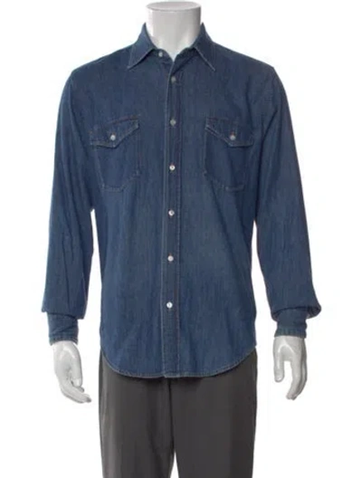 Pre-owned Celine Long Sleeve Denim Shirt In Blue