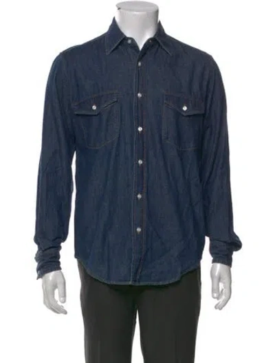 Pre-owned Celine Long Sleeve Denim Shirt In Blue