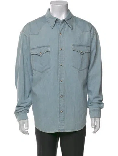 Pre-owned Celine Long Sleeve Denim Shirt In Blue