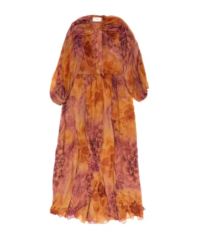 Celine Long Sleeve Dress In Brown