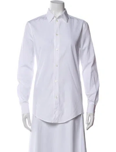 Pre-owned Celine Long Sleeve Dress Shirt In White