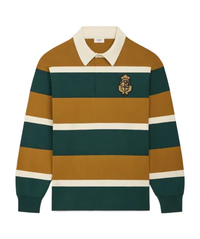 Celine Long Sleeve Polo Shirt In Green
