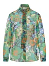 Celine Printed Silk Shirt In Green