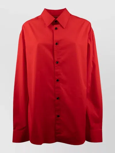Celine Long Sleeve Shirt Point Collar Design In Red
