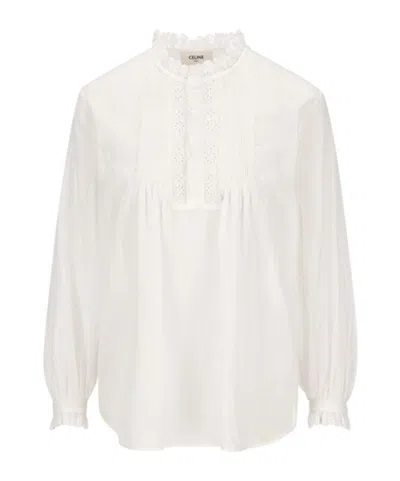 Celine Long Sleeve Shirt In White