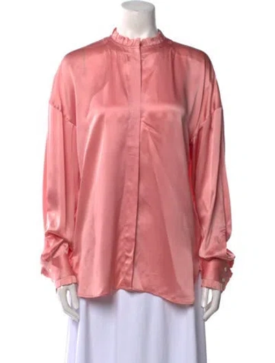 Pre-owned Celine Long Sleeve Silk Blouse In Pink