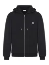 Celine Triomphe Zipper Hooded Sweater In Black