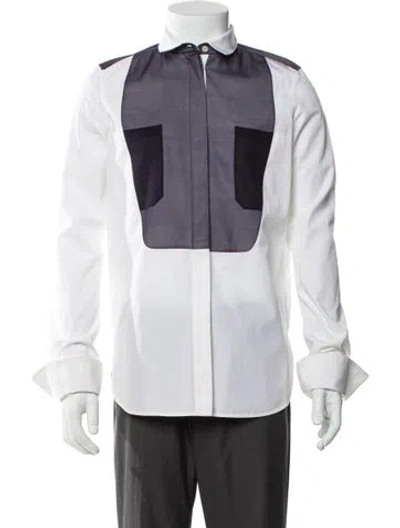 Pre-owned Celine Long Sleeve Tuxedo Shirt In White