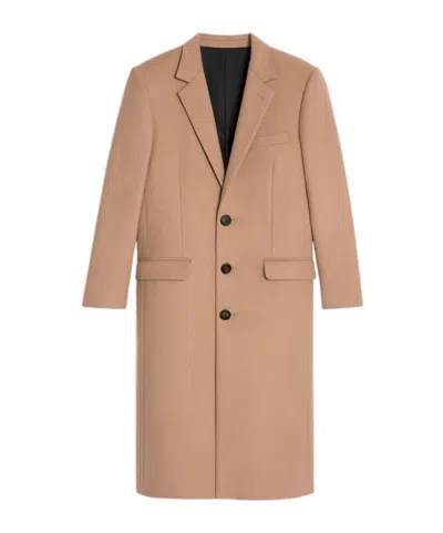 Celine Long-sleeved Camel Wool Coat In 02cm
