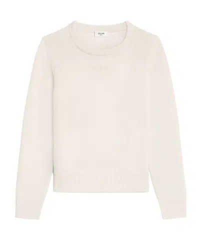 Celine Long-sleeved Cashmere Sweater In White