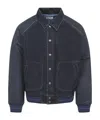 Celine Contrast Sleeve Teddy Style Jacket In Blue