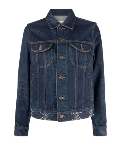 Celine Long-sleeved Denim Coat In Blue