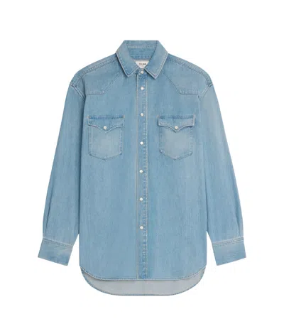 Celine Long-sleeved Denim Shirt In Blue