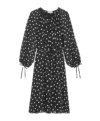Celine Silk Georgette Folk Mini Dress In Black