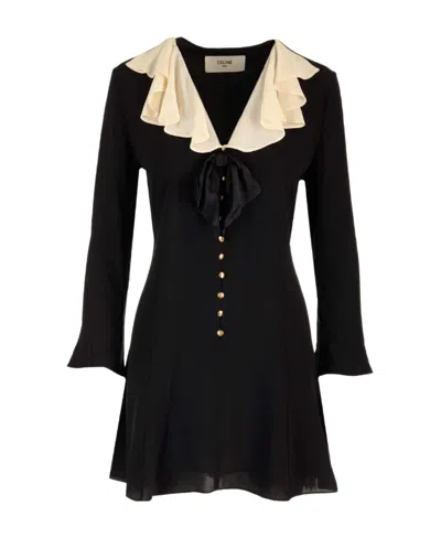 Celine Long Sleeved Dress In Black