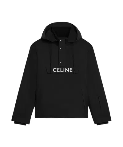 Celine Long-sleeved Hooded Coat In Black