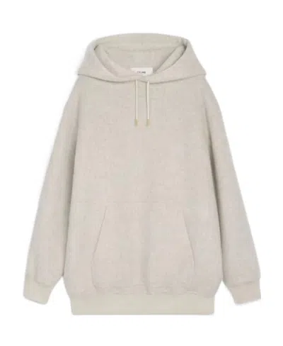 Celine Long-sleeved Hooded Knitted Sweater In White