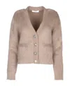 Celine Long-sleeved Knitted Cardigan In Nude