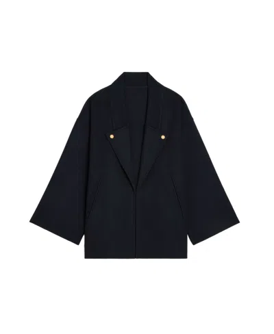Celine Long-sleeved Lapel Coat In Black