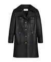 Celine Long-sleeved Leather Coat In Black