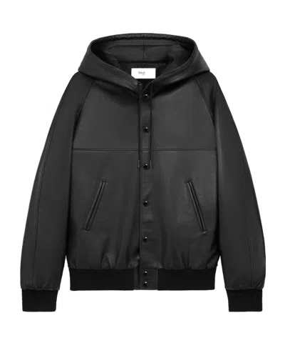 Celine Long-sleeved Leather Jacket In Black