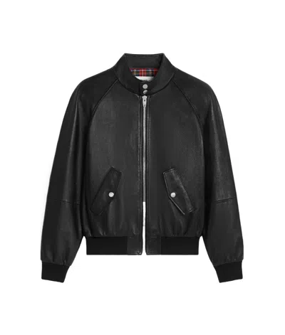 Celine Long-sleeved Leather Jacket In Black