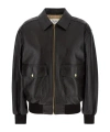 Celine Long-sleeved Leather Jacket In Black