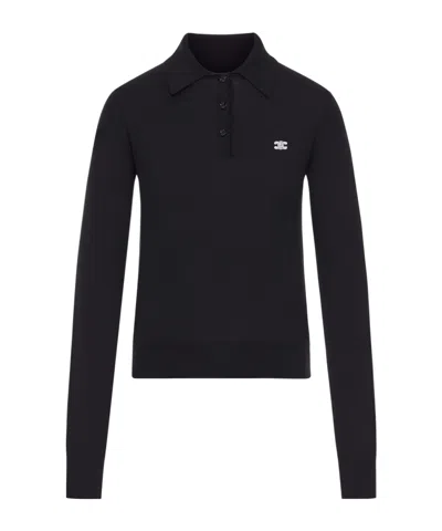 Celine Long-sleeved Polo Shirt In Black