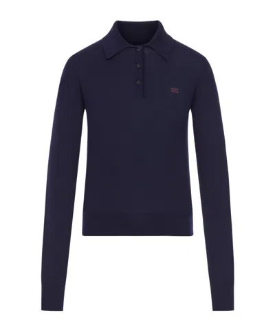 Celine Long-sleeved Polo Shirt In Blue