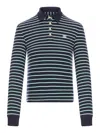 Celine Blue And Green Triomphe Ls Cotton Polo In Green