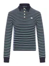Celine Blue And Green Triomphe Ls Cotton Polo In Blue