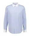 Celine Shirt Button Down Collar Striped Pattern In Blue