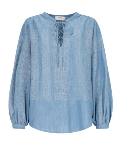 Celine Long-sleeved Shirt In Blue