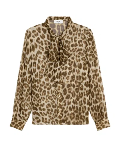Celine Long-sleeved Shirt In Brown