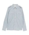Celine Women Striped Cotton Shirt In Gray