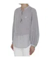Celine Romy Cotton Striped Blouse Women In Gray