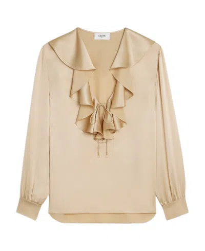Celine Long-sleeved Shirt In Nude