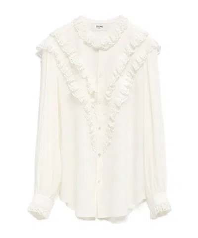 Celine Long-sleeved Shirt In White