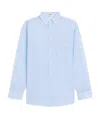 Celine Women Wide-sleeved Cotton Poplin Shirt With Stripes In Blue