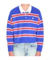 Celine Men Striped Sweater With Polo Style Collar In Blue