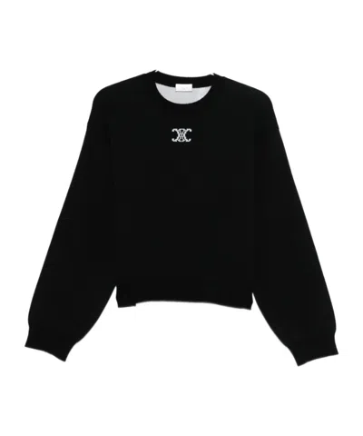 Celine Long-sleeved Sweater In Black