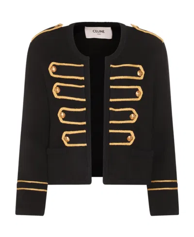 Celine Long-sleeved Wool Casual Jacket In Black