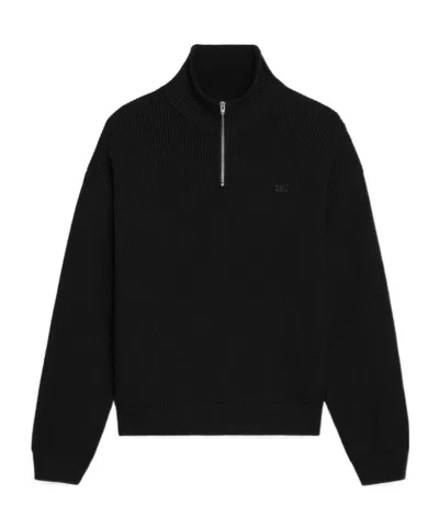 Celine Long-sleeved Wool Sweater In Black