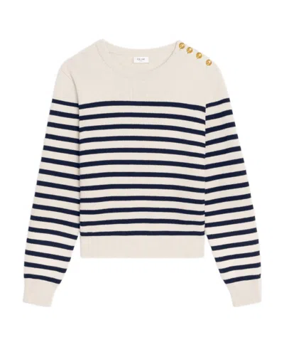 CELINE CREW NECK MARINIÈRE SWEATER IN CASHMERE