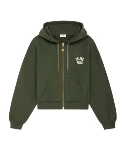 Celine Long-sleeved Zipper Sweatshirt In Green