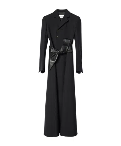 Celine Long, Slim-fit Wool Coat In Black