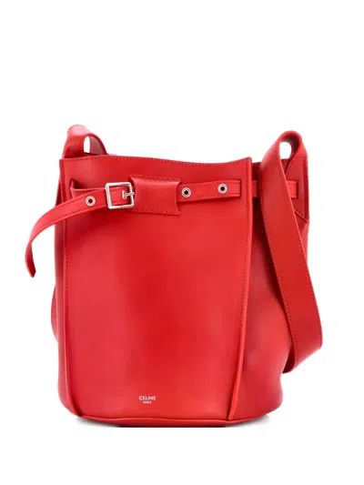Pre-owned Celine Long Strap Big Bag Leather Bucket Bag In Red
