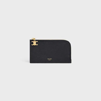 Celine Long Zipped Card Holder In Black